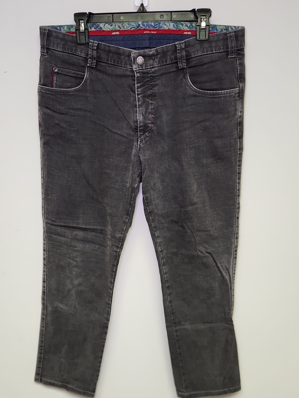 MEYER Hosen Men’s Pants Gray Stretch Cotton Germany Measured 36x30